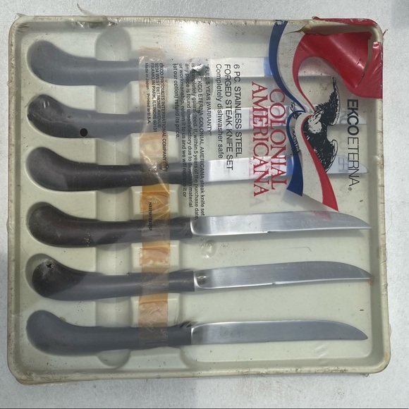 Ekco Eterna Colonial Americana Stainless Steel Forged Steak Knife Set-NEW - Picture 10 of 12